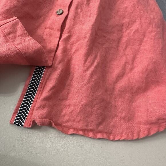 Sundance Button Front LinenTop Womens Large Coral Preppy Quiet Luxury - Picture 6 of 11